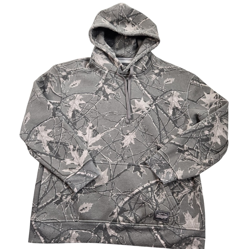 Brooklyn Cloth Hoodie Sweatshirt Mens Large Gray Camo Fleece Pullover Hunting